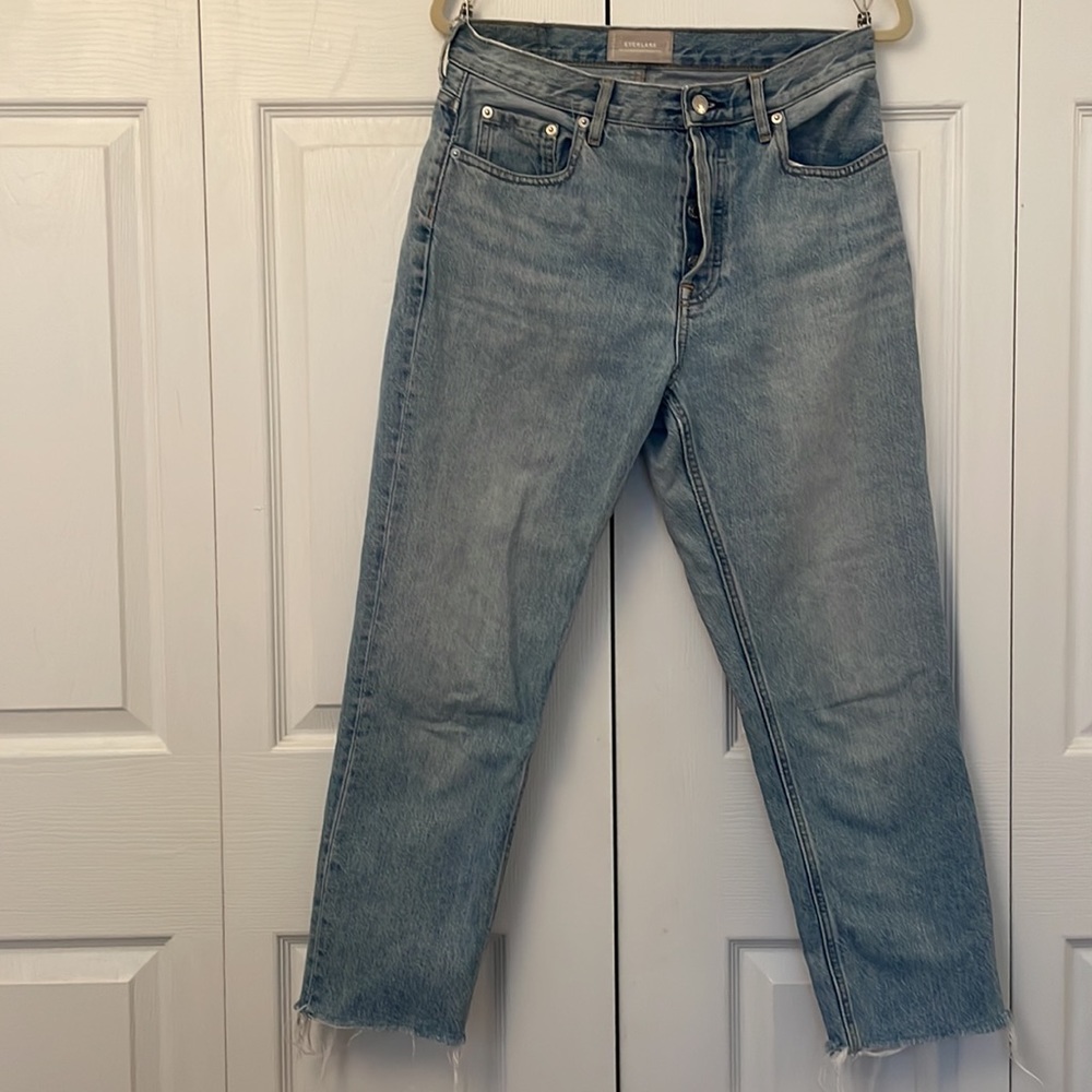 Everlane High Rise Cheeky Straight Jeans Raw Hem